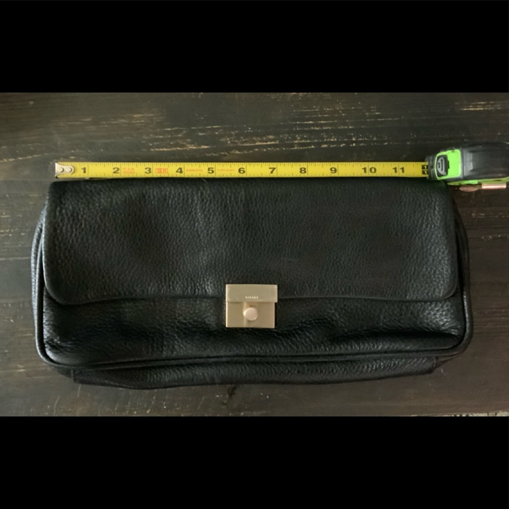 DKNY leather clutch with removable gold strap